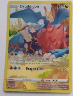 Pokemon TCG Druddigon Silver Tempest Ultra Rare Holo Basic 120 HP English - Image 1