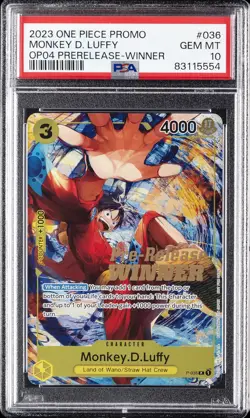 2023 ONE PIECE PROMOS #036 MONKEY D. LUFFY PSA 10 - Image 1