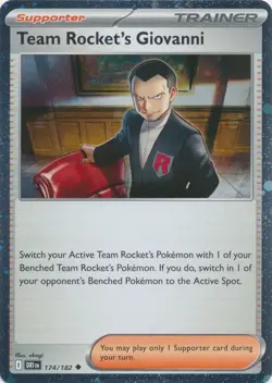 Team Rocket's Giovanni 174/182 Cosmos Holo Promo Destined Rivals Pokemon Card NM - Image 1