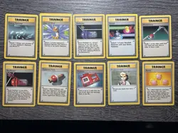 10 Pokemon Base Set Trainer Cards 3 Common 7 Uncommon - Image 1