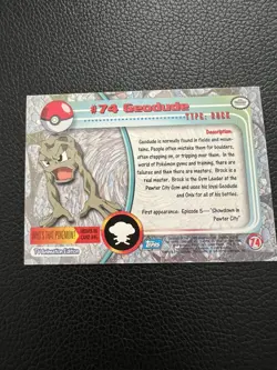 Pokemon Card Topps Chrome Holo Foil Geodude #74 NM Blue Logo 1st Edition - Image 2