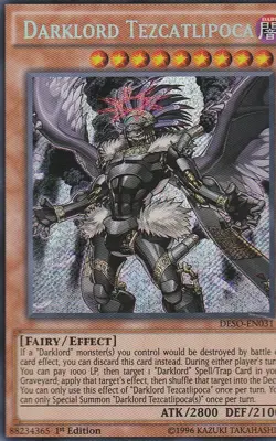 YUGIOH HOLO CARD - 1 X DARKLORD TEZCATLIOPCA DESO-EN031 1ST EDITION - Image 1