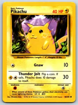 Pikachu - Base Set 058/102 Vintage Pokemon Card LP - Image 1