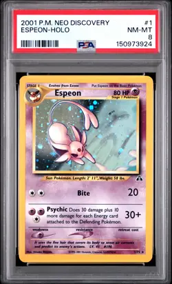 2001 POKEMON NEO DISCOVERY #1 ESPEON-HOLO PSA 8 - Image 1
