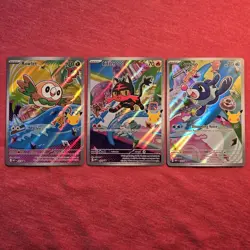 Pokemon First Partner Alola Set: Rowlet Litten Popplio - NM - Image 1