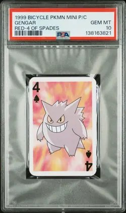 1999 BICYCLE POKEMON MINI PLAYING CARDS RED DECK 4 OF SPADES GENGAR PSA 10 - Image 1