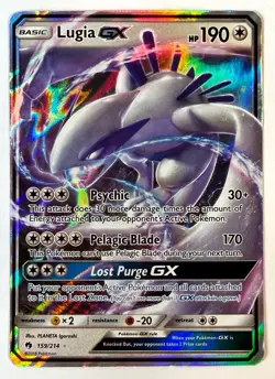 Lugia GX - 159/214 - SM Lost Thunder Ultra Rare Holo Pokemon Card - NM - Image 1