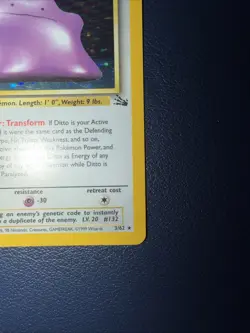 1999 Pokemon TCG Ditto Fossil 3/62 Holo Rare Card - Image 5