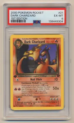 PSA 6 Pokemon Team Rocket 1st Edition Rare Dark Charizard 21/82 EX/MT Condition! - Image 1