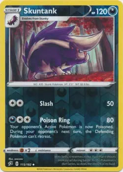 Skuntank 115/192 Rebel Clash Reverse Holo Pokemon Card NM - Image 1