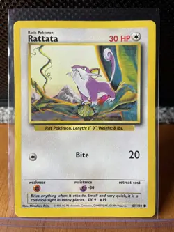 Pokemon TCG Rattata 61/102 Base Set Unlimited - NM - Image 1