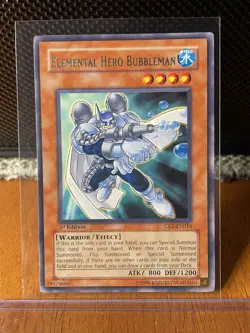 Yugioh TCG Elemental Hero Bubbleman CRV-EN014 Rare 1st Edition - LP - Image 1