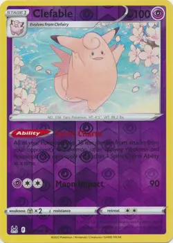 Clefable 063/196 Lost Origin Reverse Holo Pokemon Card NM - Image 1