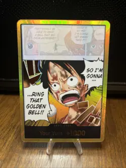 One Piece TCG GOLD Don!! Ring That Golden Bell Gold Foil Monkey D. Luffy OP15 - Image 1