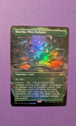 Borderless Foil Boseiju, Who Endures 412 MTG Kamigawa Neon Dynasty NM UNPLAYED - Image 1