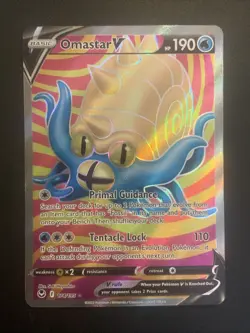 Omastar V 174/195 Full Art Holo Rare SwSh12: Silver Tempest Pokemon Card TCG NM - Image 1
