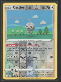 Castform Common SWSH06: Chilling Reign 121/198 NM Pokemon Card Reverse Holo - Image 1