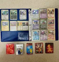 136 Pokemon Card Collection Lot – Binder/Stickers/Sleeves + Sealed Deck Included - Image 1