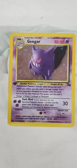 Pokemon TCG Fossil 1st Edition Gengar Holo Rare 5/62 WOTC Vintage LP - Image 1