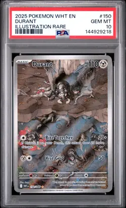 2025 POKEMON WHT EN-WHITE FLARE ILLUSTRATION RARE #150 DURANT PSA 10 - Image 1