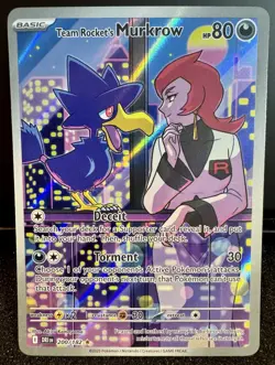 Pokemon Team Rocket's Murkrow Full Art Holo Sv10 Illustration Rare 200/182 - Image 1