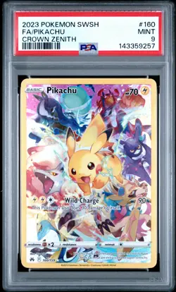 2023 POKEMON SWORD & SHIELD CROWN ZENITH #160 FULL ART/PIKACHU PSA 9 - Image 1