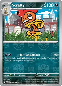 Scrafty 058/086 [Master Ball] Reverse Holo - White Flare Pokemon - Image 1