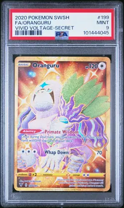 2020 POKEMON SWSH VIVID VOLTAGE SECRET #199 FULL ART ORANGURU PSA 9 MINT 199/185 - Image 1