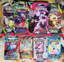 Sealed Pokemon TCG 9 Pack Lot 151 DESTINED RIVALS PERFECT ORDER SURGING SPARKS - Image 2