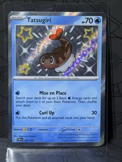 Pokemon TCG Tatsugiri 127/091 Shiny Holo Rare Paldean Fates NM/M Condition - Image 1