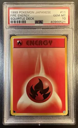 Fire Energy #11 1999 Pokemon Card Japanese Squirtle Deck PSA 10 Low Pop - Image 1
