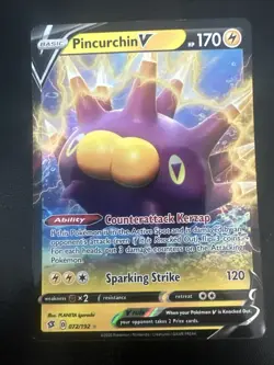 Pincurchin V - 072/192 - Pokemon Rebel Clash Sword & Shield Ultra Rare Card NM - Image 1