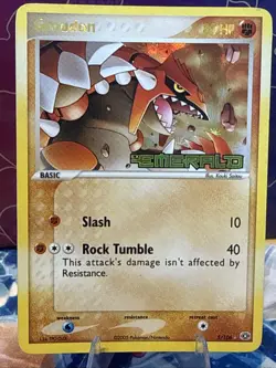 Pokemon Groudon Stamped Reverse Holo Card 5/106 2005 EX Emerald - Image 1