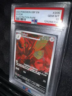 Pokemon Scizor 205/197 SV03: Obsidian Flames Illustration Rare Holo PSA 10 2023 - Image 1