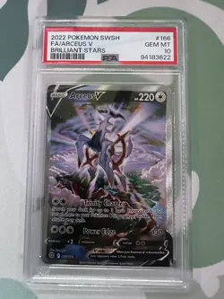 2022 POKEMON SWORD & SHIELD BRILLIANT STARS #166 FULL ART/ARCEUS V PSA 10 - Image 1