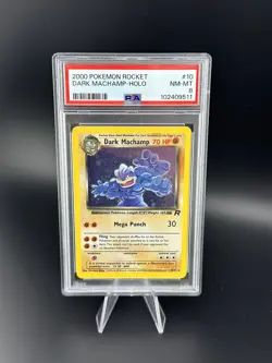 2000 Pokemon Team Rocket Dark Machamp Holo #10/82 PSA 8 - Image 1