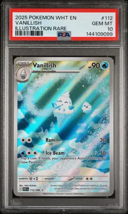 2025 POKEMON WHT EN-WHITE FLARE ILLUSTRATION RARE #112 VANILLISH PSA 10 - Image 1