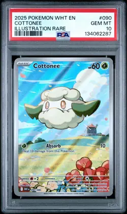 2025 POKEMON WHT EN-WHITE FLARE ILLUSTRATION RARE #090 COTTONEE PSA 10 - Image 1