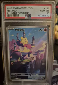 2025 POKEMON WHT EN-WHITE FLARE ILLUSTRATION RARE #133 MIENFOO PSA 10 - Image 1