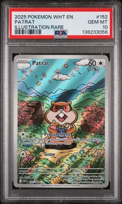 2025 POKEMON WHT EN-WHITE FLARE | ILLUSTRATION RARE #152 PATRAT PSA 10 - Image 1