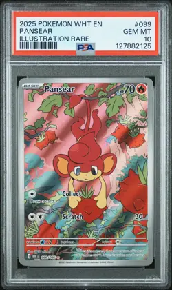 2025 POKEMON WHT EN-WHITE FLARE ILLUSTRATION RARE #099 PANSEAR PSA 10 - Image 1