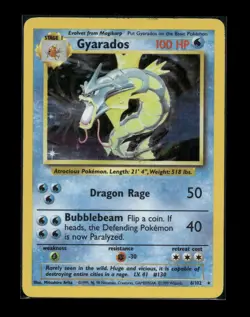 Pokemon Gyarados Holo Rare TCG Base Set Card 6/102 MP Condition - Image 1