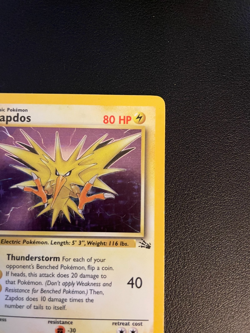 1999 Pokemon TCG Zapdos Fossil Holo Card 15/62 1st Edition Rare - Image 4