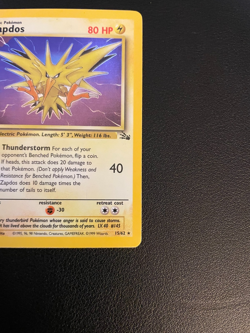 1999 Pokemon TCG Zapdos Fossil Holo Card 15/62 1st Edition Rare - Image 5