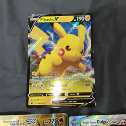 Pokemon Reshiram & Charizard GX + Dialga V +Pikachu V Jumbo OVERSIZED Card HP - Image 4