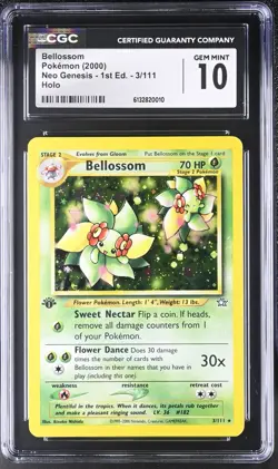 Pokemon: Bellossom 1st Edition #3/111 Holo Rare Neo Genesis 2000 - CGC 10 - Image 1