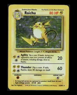 Raichu #14 - Rare HOLO - Pokemon Base Set - MP - Image 1