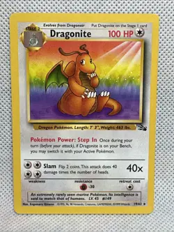 Pokemon TCG Dragonite 19/62 Pokemon Fossil Non Holo LP - Image 1