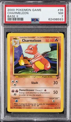 2000 POKEMON BASE SET 2 #35 CHARMELEON PSA 7 - Image 1