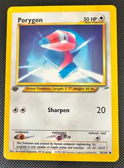 Pokemon 2002 Neo DESTINY 1st Edition PORYGON 78/105 NM - never played - Image 1